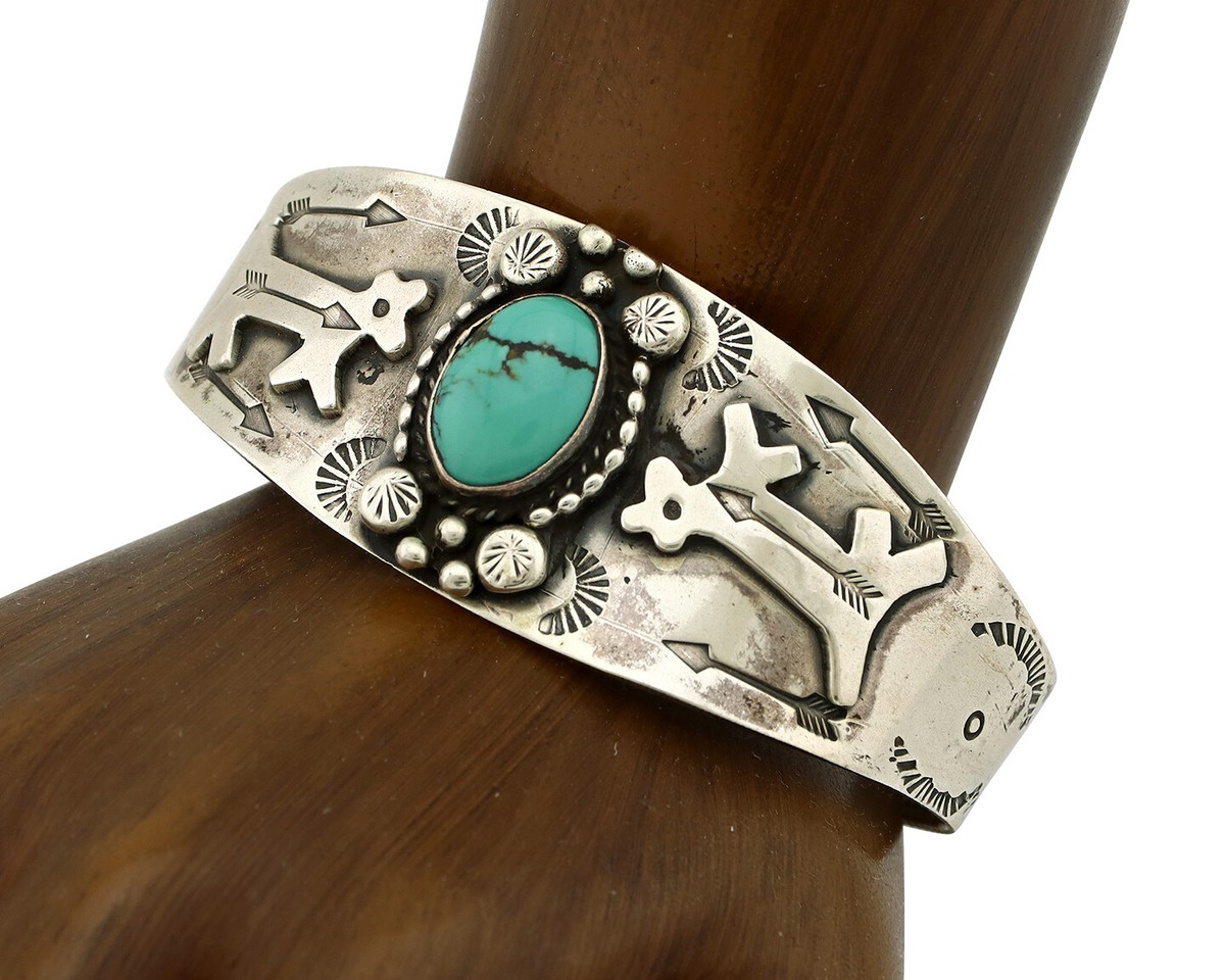 Women's Navajo .925 Silver Natural Turquoise Artist Signed GR C