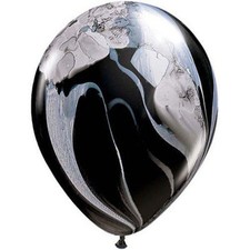 BALLOONS QUALATEX LATEX 25 PCS 11" SUPERAGATE BLACK  WHITE BIRTHDAY PARTY GIFT