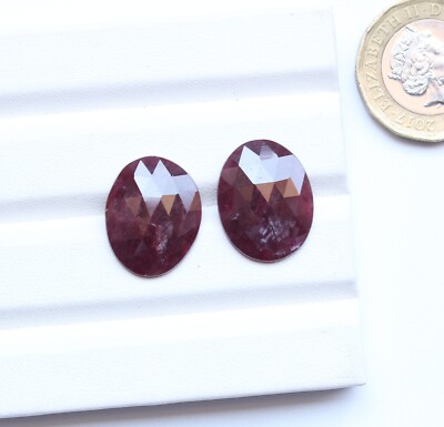 Ruby Gemstone , Natural Red Ruby Rose Cut Faceted Cabochon Lot, 14.5X18.5MM Ct20