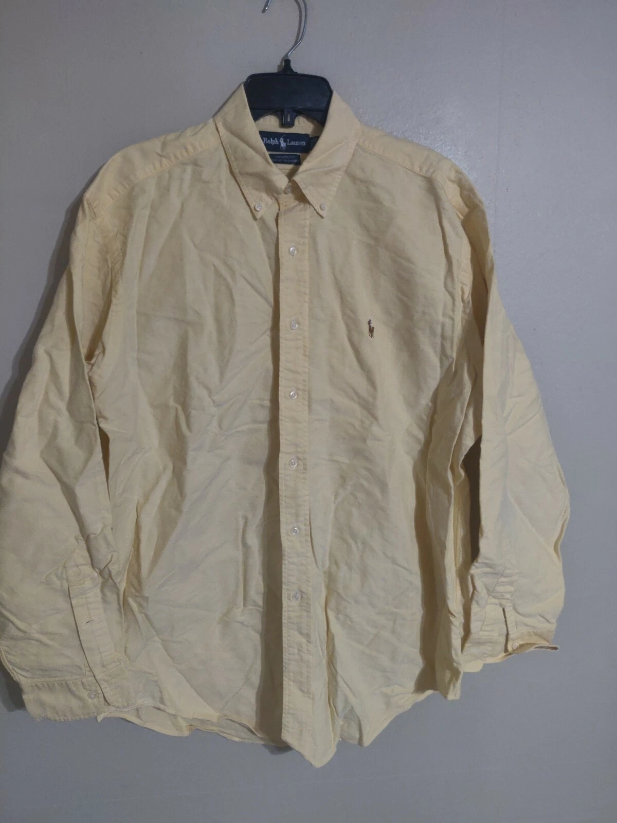 Polo Ralph Lauren Yarmouth Light Yellow L/S Button Down Shirt - Men's 16.5 35