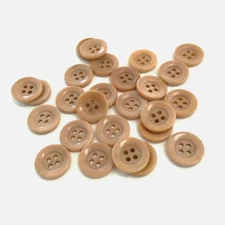 24 Buttons Tan Beige Brown Plastic 4-Hole 15 mm Sew Through Sewing #BR24
