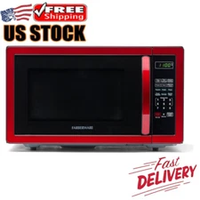 Countertop Microwave Ove 1000 W 1.1 Cu Ft W/ LED Lighting Apartments Dorms Red