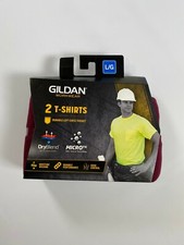 Mens Gildan Workwear Maroon Pocket T Shirts 2 Pack Large L NEW NWT