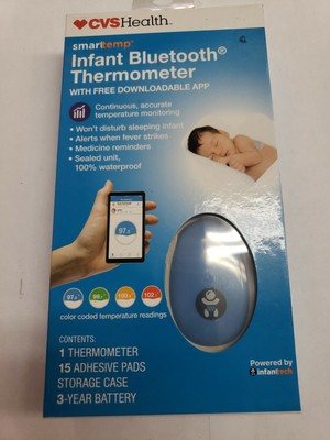 CVS INFANT BLUETOOTH THERMOMETER FREE DOWNLOAD APP 15 ADHESIVE PADS 3