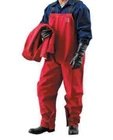 NEW ANSELL Bib Overalls: GORE Polyester, Medium Duty, Welded Seam, Red, S