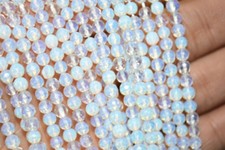 Natural 4mm Faceted White Opal Gemstone Round Loose Beads 15'' Strand