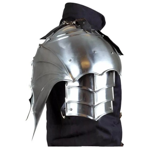 Medieval Steel Larp Warrior Gothic Pair Of Pauldrons Shoulder Armor Halloween - Picture 3 of 3