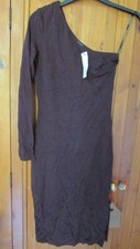 Warehouse plum stretch one shoulder bodycon dress size 10 new with tags