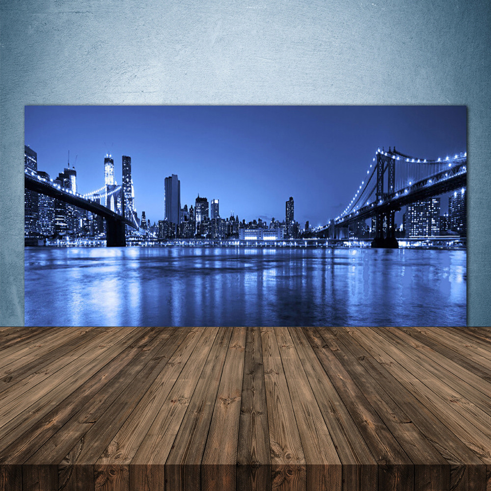 Panneau de cuisine en verre d'art 140x70 cm | Crédence murale motif architecture de ville