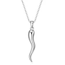 Rnivida 925 Sterling Silver Italian Horn Necklace, Silver Cornicello Amulet P...