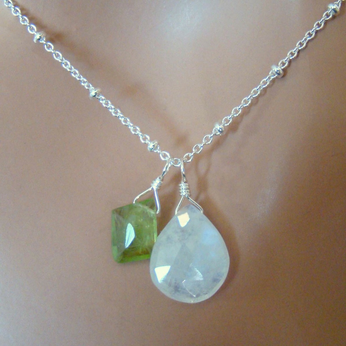 Sterling Silver Peridot Freeform Pendants Sterling Silver Peridot Freeform Pendants