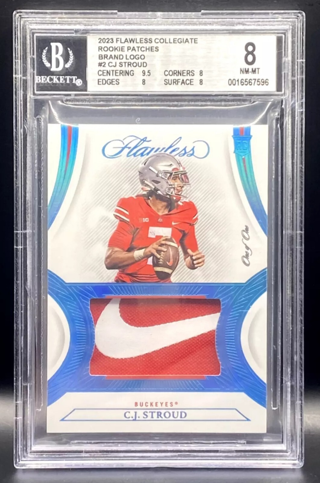 CJ Stroud 2023 Flawless Collegiate 1/1 Ohio State Nike Swoosh Patch RC