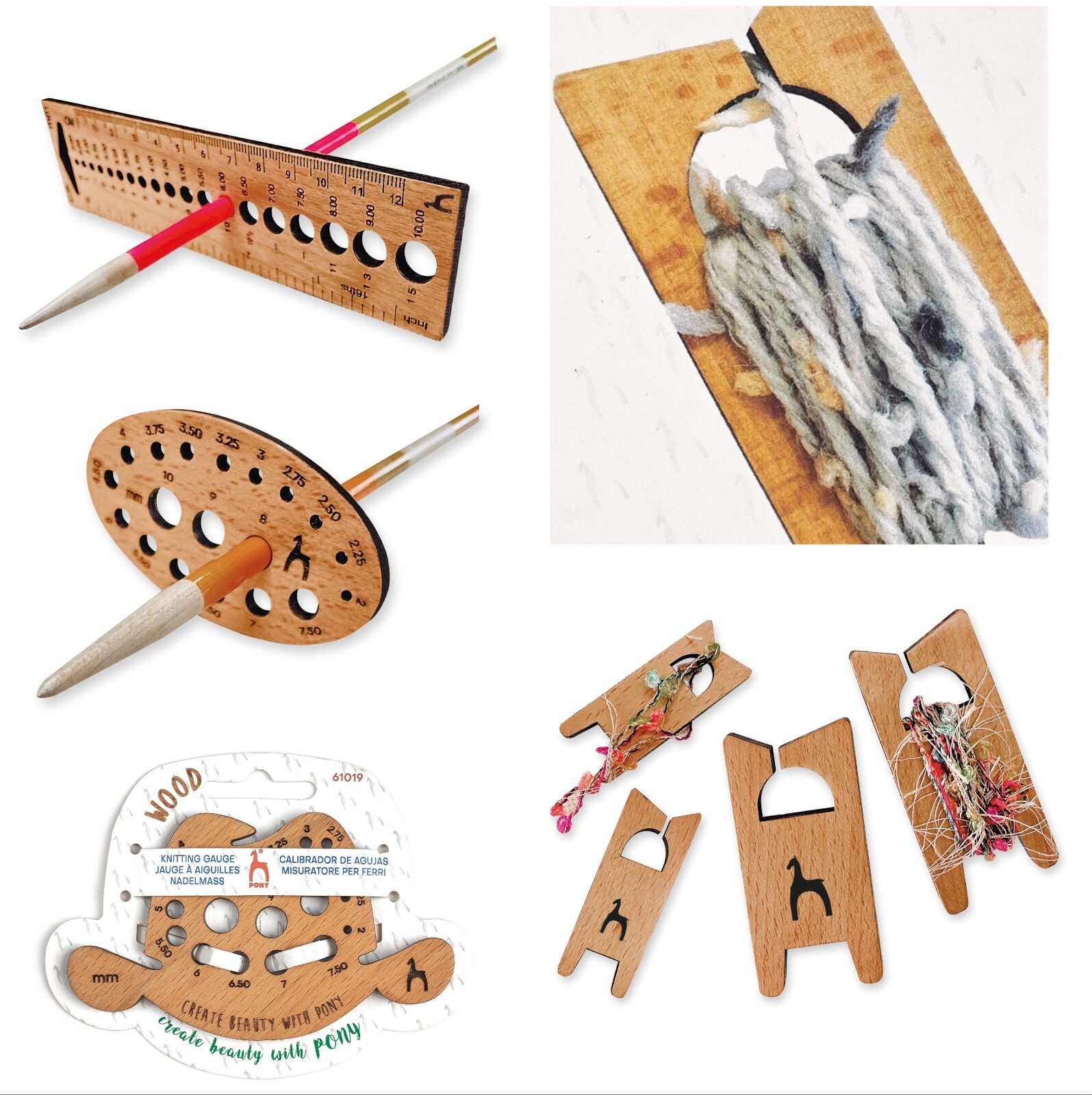 Nuovo Pony Maglia Ditale Tricolore Cinghia Regolabile Brevettato Filato Accessori