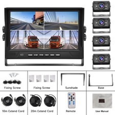 4 X AHD 1080P Rückfahrkameras Recorder + 9" Split Quad DVR Monitor für LKW Bus