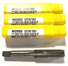 Morse 7/16-20 STI Plug Tap HSS 4 Flute H4 Taps USA Made 3 Pack 34182