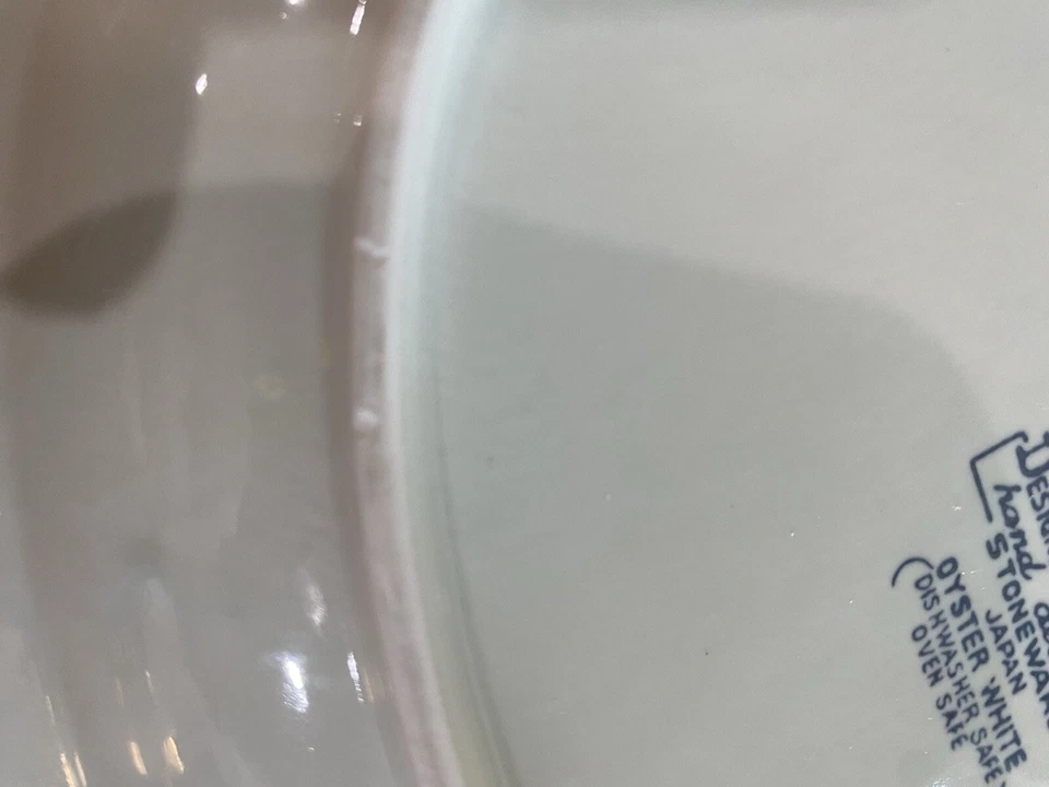 "Plato de colección con borde negro blanco ostra colección diseñadores en forma ovalada Japón 12""" Foto 4 de 4