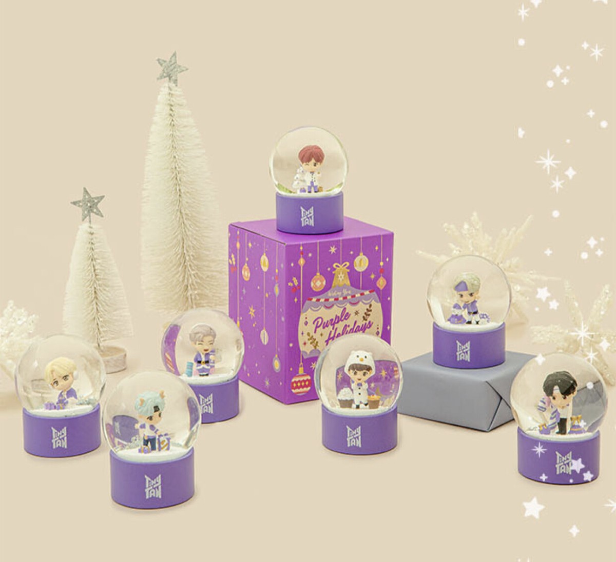 BTS POP-UP: TinyTAN Winter Plush Toys & Snowballs Purple