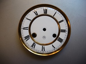 Antique-German-wall-clock-JUNGHANS-two-part-Porcelain-DIAL-w-Mount-Gustav-Becker