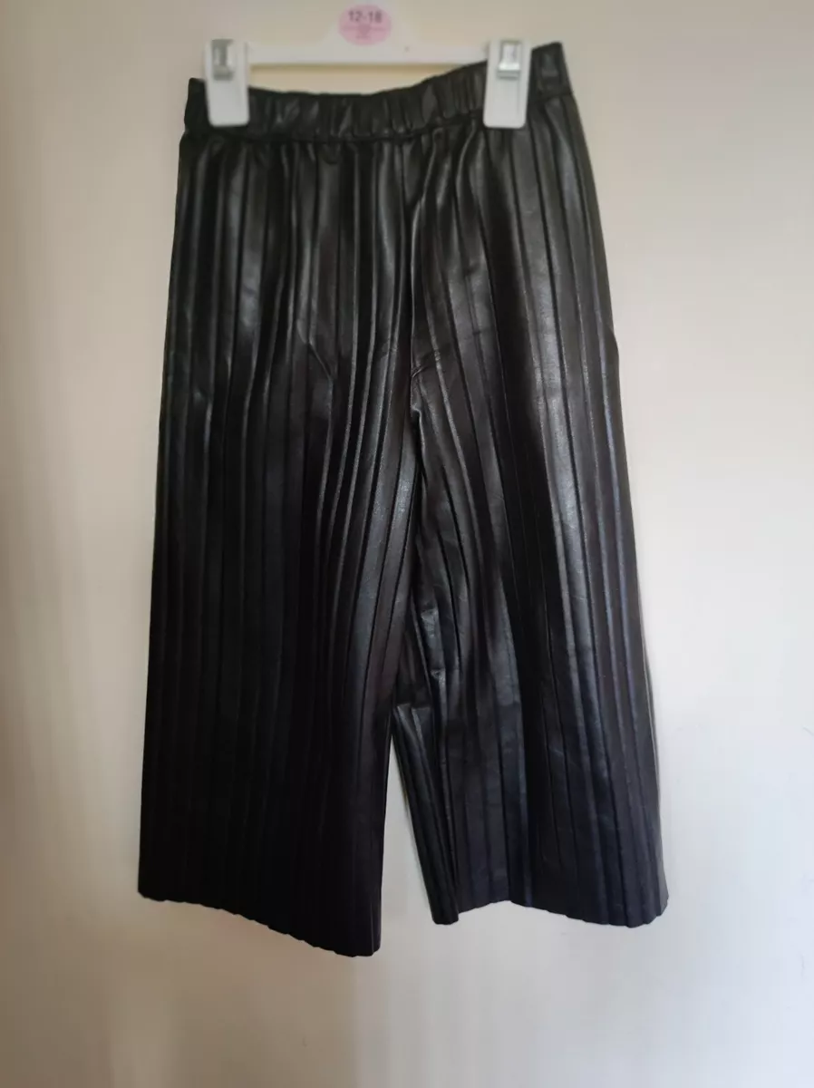 NEXT GIRLS 7 YEARS Leather Look PU Girls WIDE LEG PLEATED Trousers