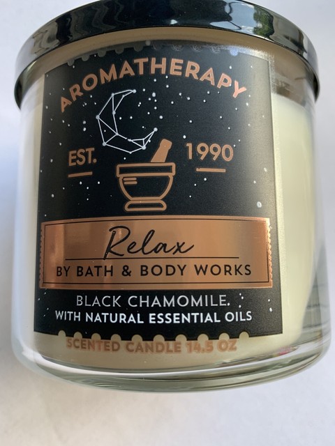 Bath & Body Works Aromatherapy RELAX BLACK CHAMOMILE 3-Wick Candle ...