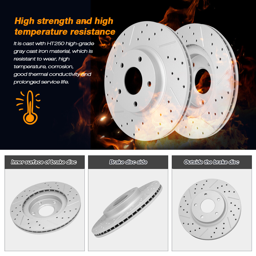 Front Drilled Rotors + Brake Pads for Dodge Challenger Charger Chrysler