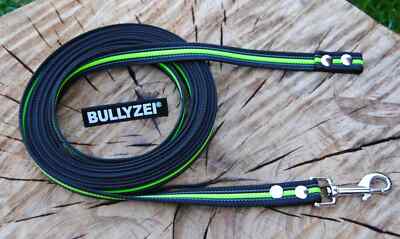 Fährtenleine Grip Schwarz-Neon 5m x 20mm mit Stopp Training Suchleine Mantrail