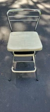 Vintage Cosco Flip Top Step Stool Chair in Chrome with Marbled Vinyl
