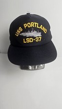 USS PORTLAND LSD-37 Dark NAVY BLUE Snapback Made In USA Hat Cap Military