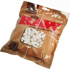 200 RAW 8mm Regular Cotton Filter Tips -  Natural Unrefined - 100% COTTON