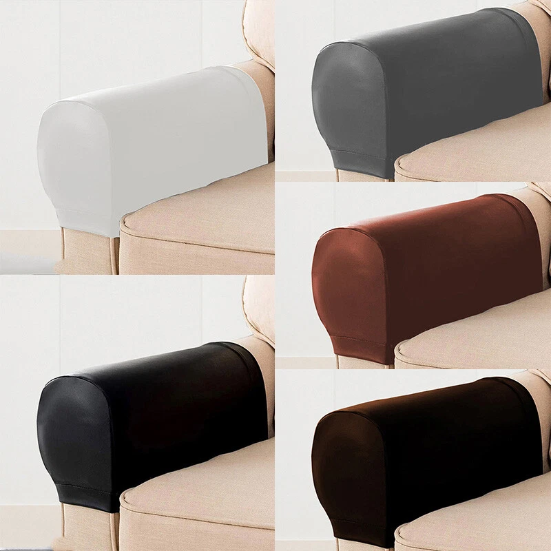 2Pcs PU Leather Sofa Armrest Covers Elastic Removable Armchair Covers Protec