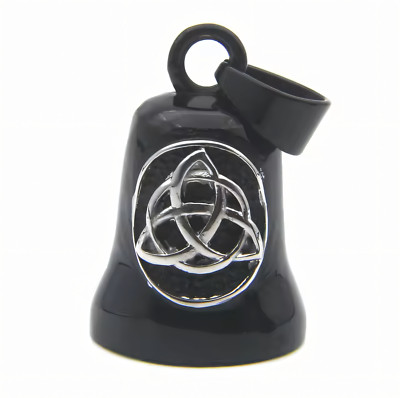 Schwarze Biker Bell Glocke Metall Anhänger Motorrad Keltischer Knoten Luck
