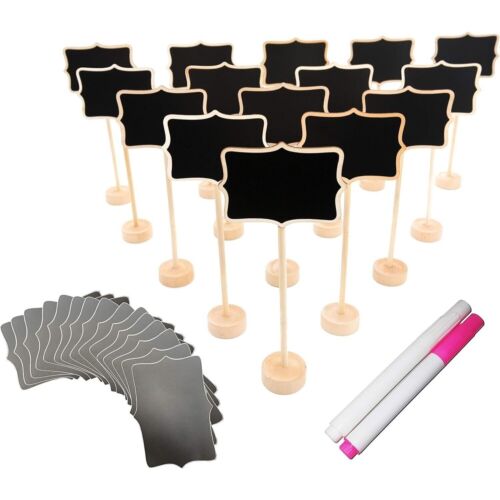NEW 15 PCS - Wood Mini Chalkboard Signs and Replacement Stickers Party Wedding