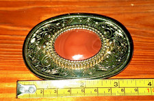 VTG Montana Agate Silver Alloy Belt Buckle, USED IN GOOD CONDITION, READY TO USE