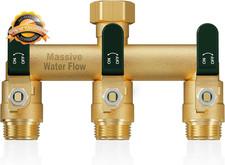 3 Way Hose Splitter Heavy Duty Brass Garden Faucet Y Adapter 3/4 In