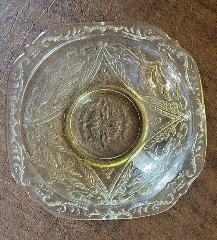 Vintage Amber Yellow Madrid Depression Glass  Fruit Dessert Trinket Bowl Granny
