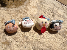 Country Button Covers Farm Animal Hand Painted Chicken Cow Pig Bunny 90s Teacher