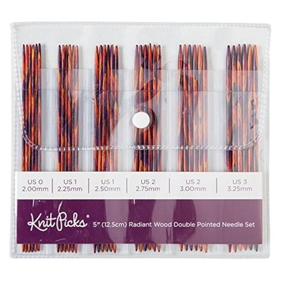 Double Pointed Wood Knitting Needle Set (Radiant 5'')