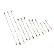 12 Pcs Stainless Steel Lobster Buckle Extension Chains for Necklace and Bracelet