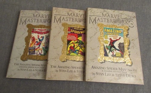 3 HC MARVEL MASTERWORKS/AMAZING SPIDER-MAN: Vols 1, 5, 10 (ASM 1-30 + AF 15) VF-
