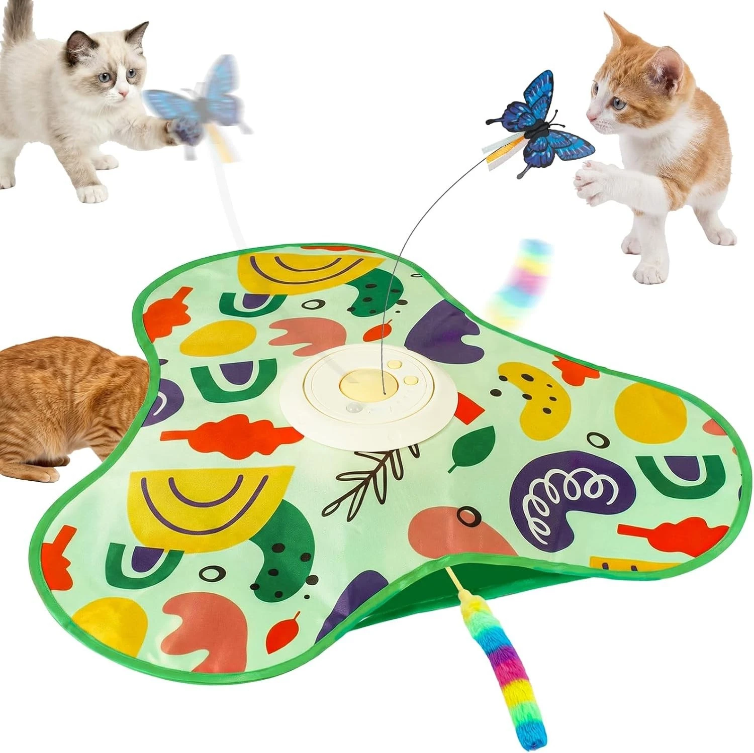 Interactive Cat Toy Rechargeable Touch Activated with Butterfly Feather Tail for