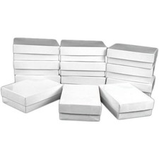 12 Cotton Boxes White Pendant Chain Jewelry Displays