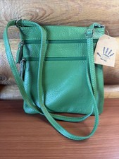 Vera Pelle Made in Italy Green Genuine Leather Small Crossbody Bag Purse Handbag