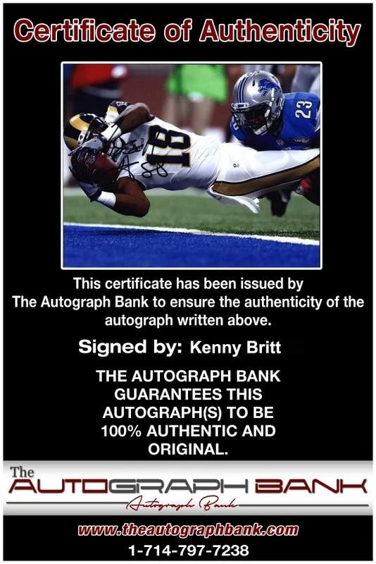 Kenny Britt signed NFL football 8x10 photo W/Cert Autographed 01 - Image 2 of 2