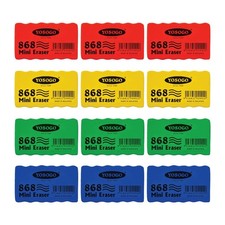 Mini-Sized Dry-Erase Whiteboard/Chalkboard Erasers, Pack of 12