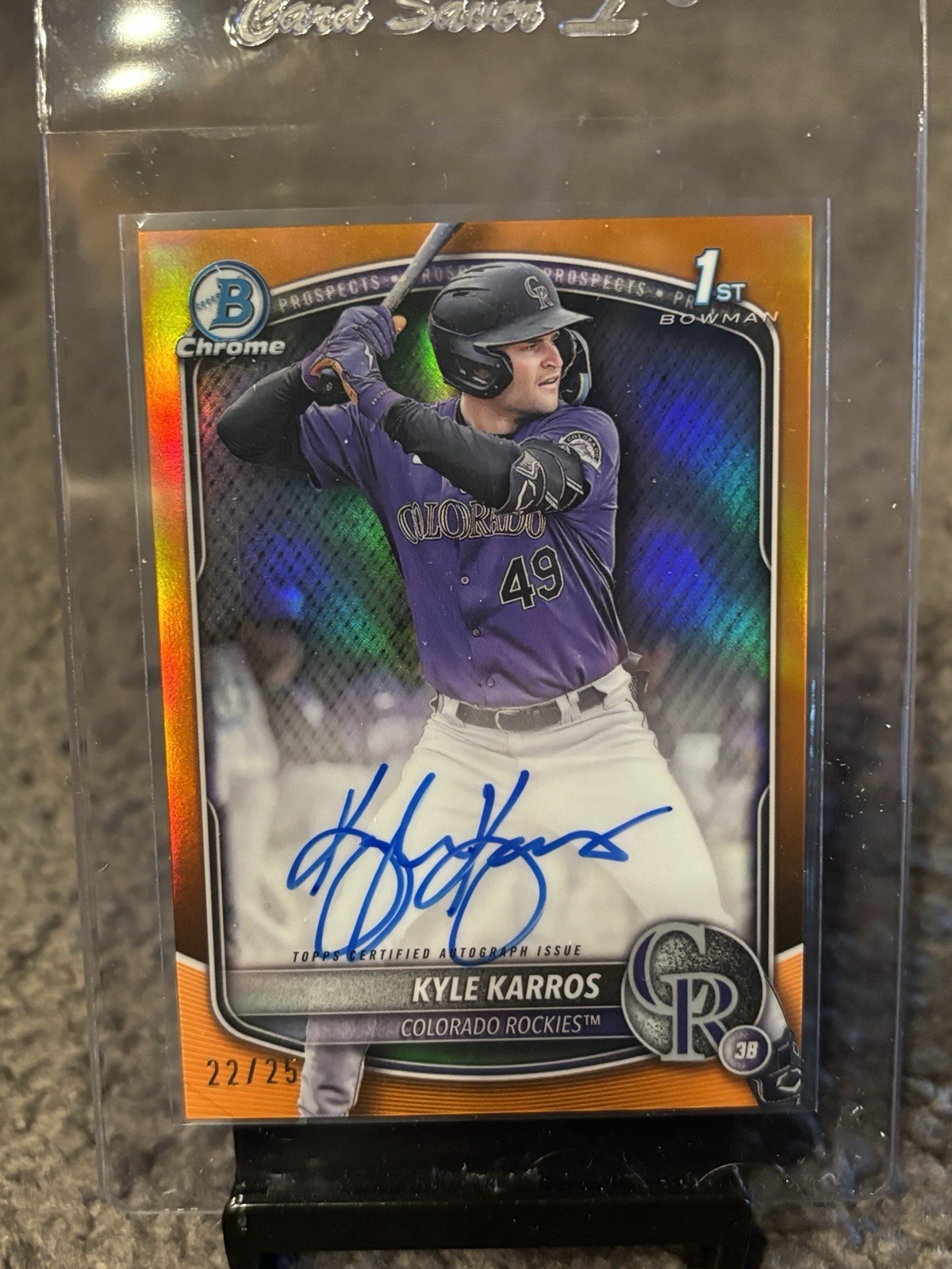Kyle Karros 2025 Bowman Chrome Baseball True Orange 1st Auto /25 Rockies