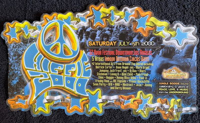 Hippie 2000 Cutout Rave Card Jul 15, 2000 Downtown LA Derrick Carter Dave Angel