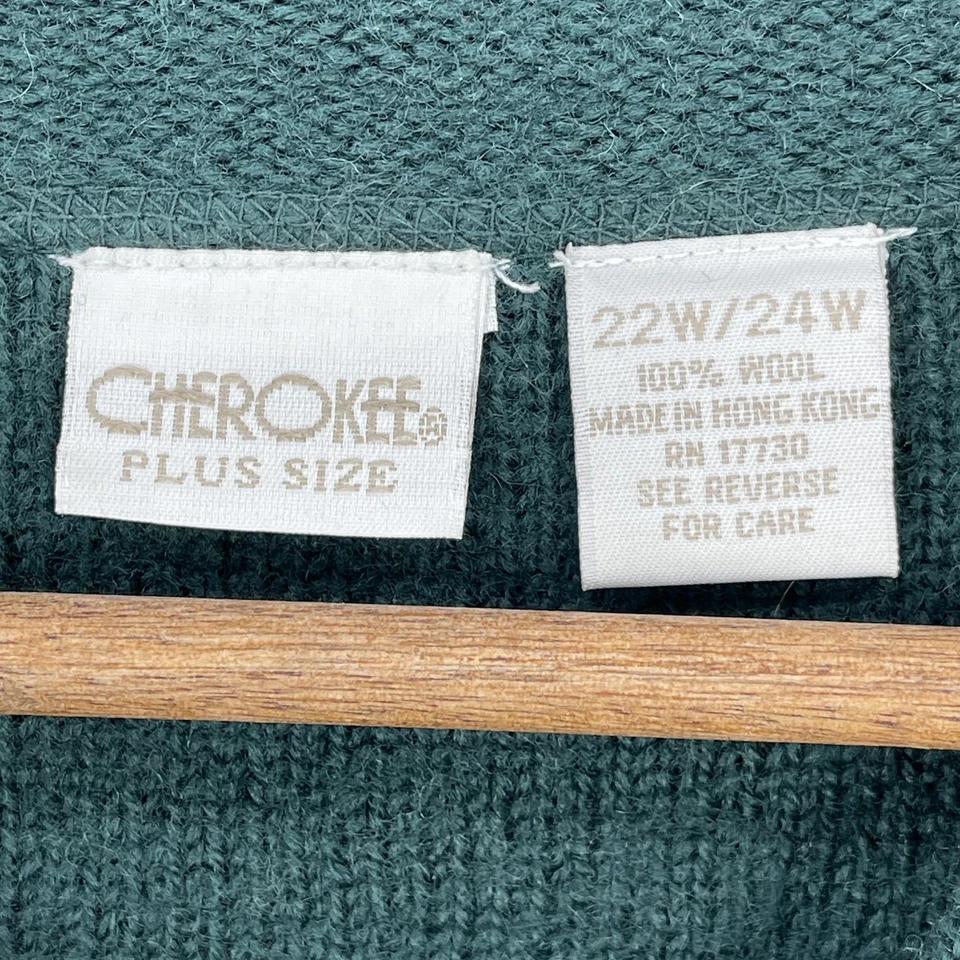 Suéter Cherokee Cottage Mujer Talla 22W/24W Verde Indie Lana Botón Bordado Foto 4 de 4