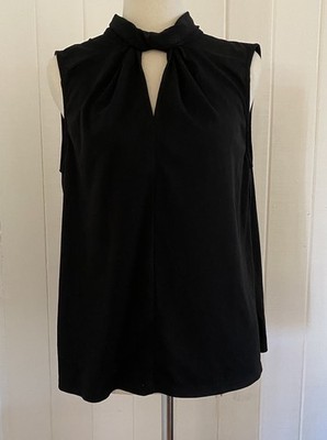 PORTMANS S/10 Top Black  Roll Neck Keyhole Front & Back 3 Back Buttons Stretch