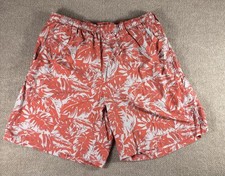 Columbia PFG Shorts Mens Large Red White Floral Swim Trunks Fishing Mesh Lined