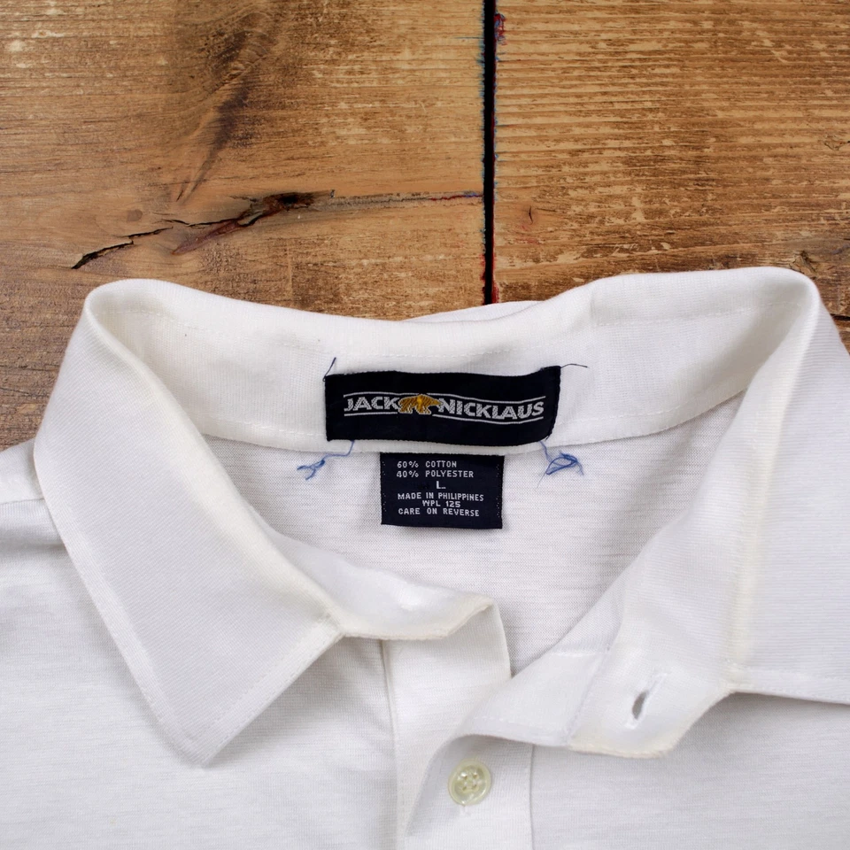 Camiseta Polo Vintage Puntada Única L Bolsillo Jack Nicklaus Camiseta Blanca Foto 3 de 4